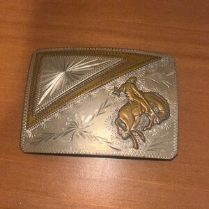 Western Silver and Gold Belt Buckle